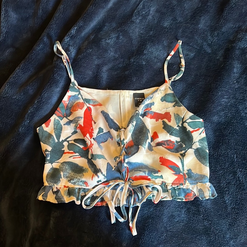 Lace up crop top tank top